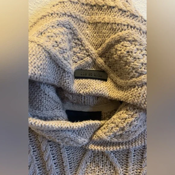 Fear of God Essentials Men's Beige Cable Knit Hoodie - Picture 6 of 9